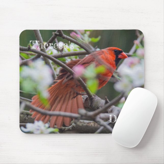Male Cardinal in Springtime Mouse Mat (With Mouse)