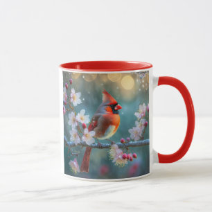 Male Cardinal in the Moonlight Cherry Blossoms Mug