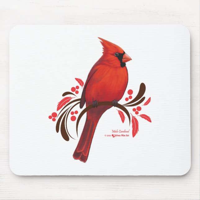 Male Cardinal Mouse Mat (Front)