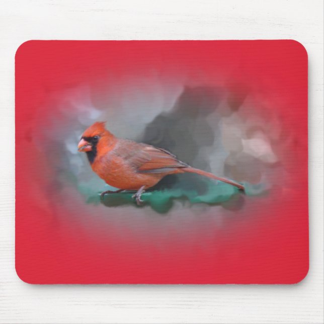 Male Cardinal Songbird Mouse Mat (Front)