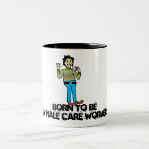 male carer, Born to beA Male Care Worker Two-Tone Coffee Mug