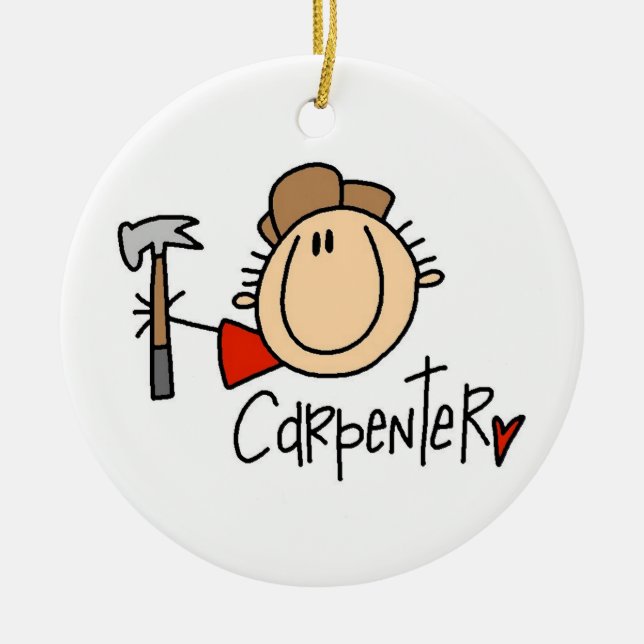 Male Carpenter Ceramic Tree Decoration (Front)