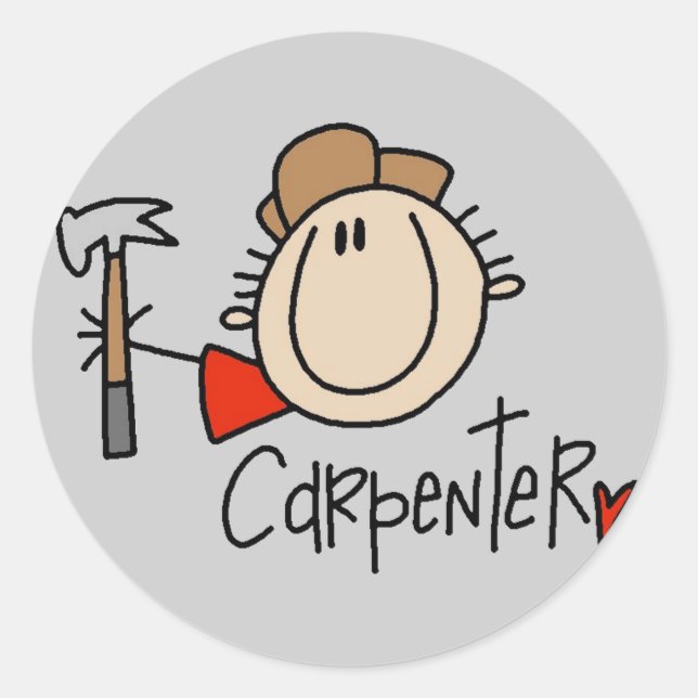 Male Carpenter Classic Round Sticker (Front)