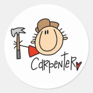 Male Carpenter Classic Round Sticker