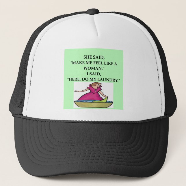 male chauvinist pig joke trucker hat (Front)
