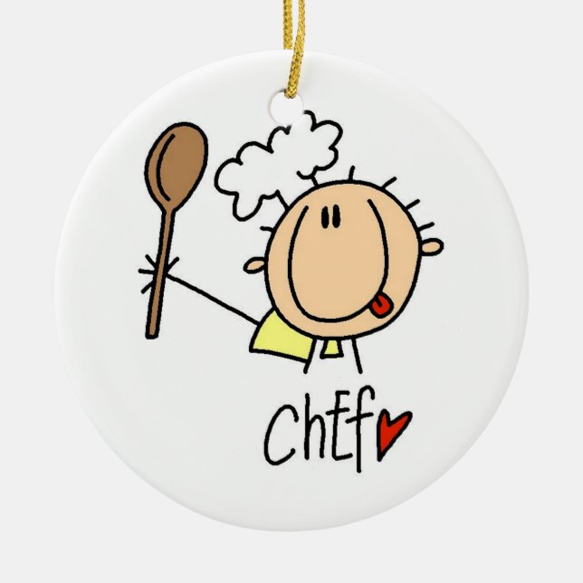 Male Chef Ceramic Tree Decoration (Front)