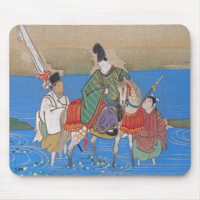 Male Courtier on Horseback Crossing River (1839) Mouse Mat (Front)