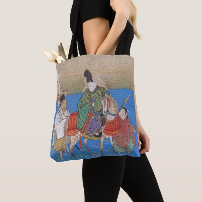 Male Courtier on Horseback Crossing River (1839) Tote Bag (Close Up)