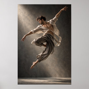 Male Dancer in Flight Dramatic Movement Wall Art