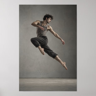 Male Dancer Midair Contemporary Movement Wall Art