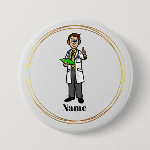 Male Docor Giving Thumbs Up Name Button