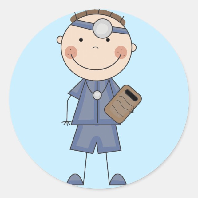 Male Doctor T-shirts and Gifts Classic Round Sticker (Front)