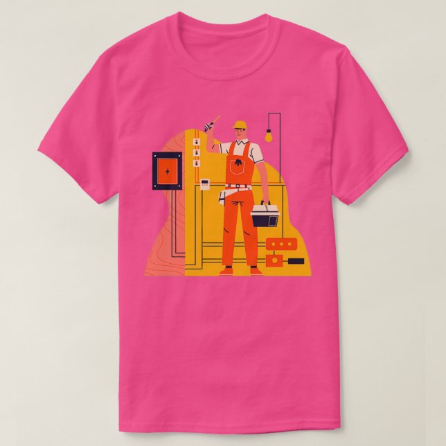 Male Electrician  T-Shirt (Design Front)