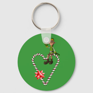 Male Elf Candy Canes Christmas Holiday Keychain