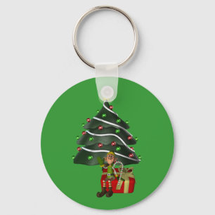 Male Elf Christmas Tree Holiday Keychain