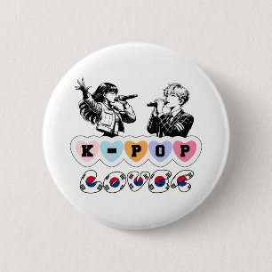 Male Female Idols Singing KPop Hearts Korea Lover 6 Cm Round Badge
