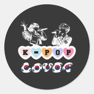 Male Female Idols Singing KPop Hearts Korea Lover Classic Round Sticker
