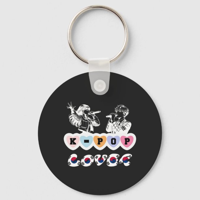 Male Female Idols Singing KPop Hearts Korea Lover Key Ring (Front)
