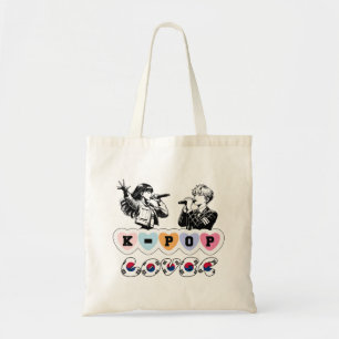 Male Female Idols Singing KPop Hearts Korea Lover Tote Bag