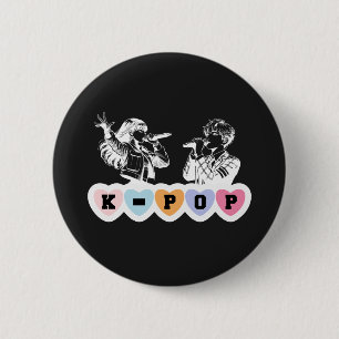 Male Female Idols Singing KPop Hearts Music Design 6 Cm Round Badge