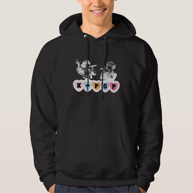 Male Female Idols Singing KPop Hearts Music Design Hoodie (Front)