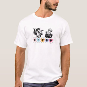 Male Female Idols Singing KPop Hearts Music Design T-Shirt