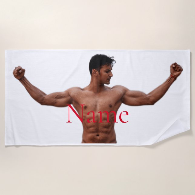 Male Fitness Model Thunder_Cove Beach Towel (Front)