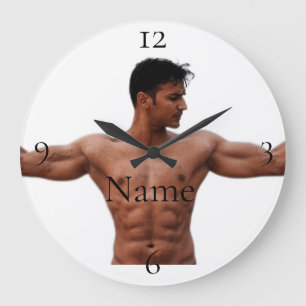 Male Fitness Model Thunder_Cove Large Clock