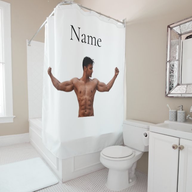Male Fitness Model Thunder_Cove Shower Curtain (In Situ)