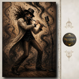 Male Flute Player Vintage Music Art Tissue Paper