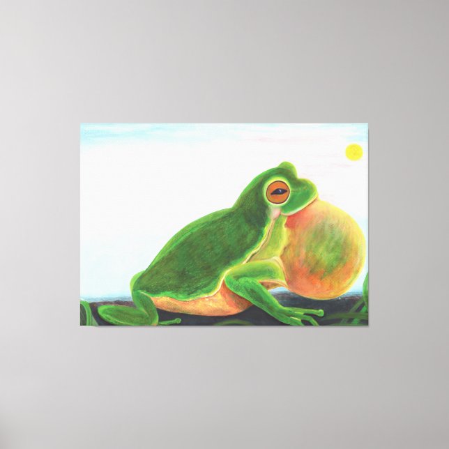 Male frog sing a song to attract a mate  canvas print (Front)