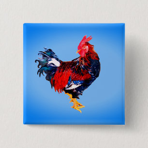 male gallinaceous ,rooster 15 cm square badge