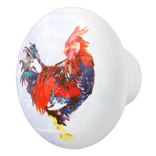 male gallinaceous ,rooster ceramic knob