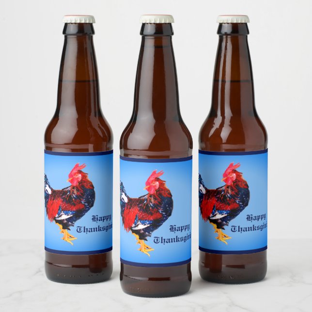 male gallinaceous ,rooster Personalised Beer Bottle Label (Bottles)