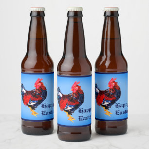 male gallinaceous ,rooster Personalised Beer Bottle Label