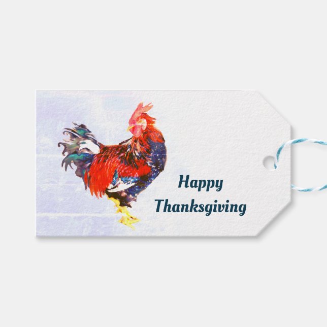 male gallinaceous ,rooster Personalised Gift Tags (Front (Horizontal))