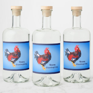 male gallinaceous ,rooster Personalised Liquor Bottle Label