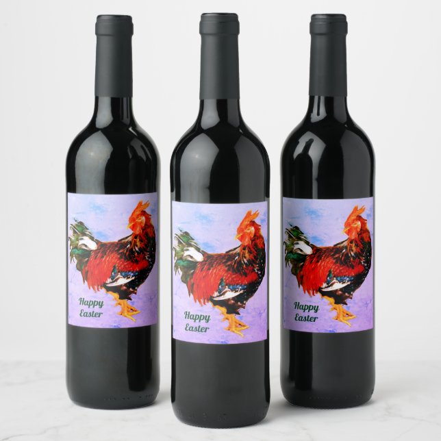male gallinaceous ,rooster Personalised Wine Label (Bottles)