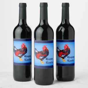 male gallinaceous ,rooster Personalised Wine Label