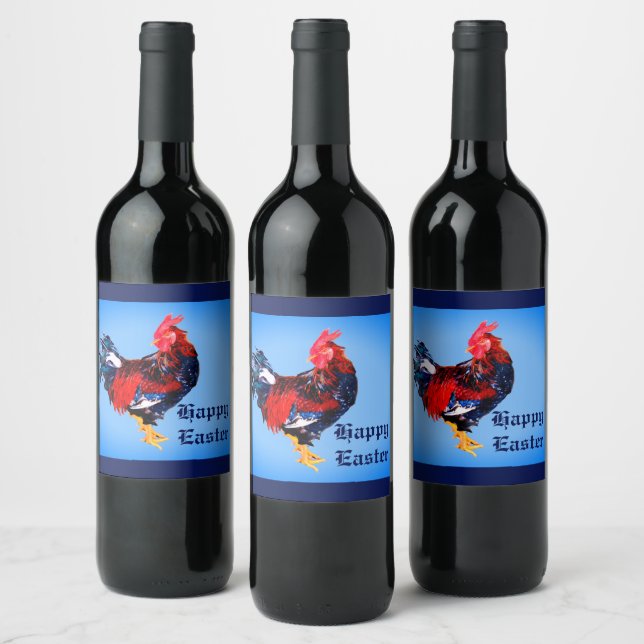 male gallinaceous ,rooster Personalised Wine Label (Bottles)