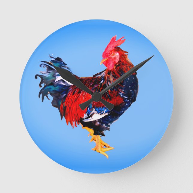 male gallinaceous ,rooster round clock (Front)