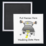 Male Gay Wedding To Customise Magnet<br><div class="desc">This gay wedding gift features two gay  males waving from their car on their way to celebrate their honeymoon. You can customise this gift yourself with our easy personalisation tool. Just add names and wedding date,  and that's all there is to it.</div>