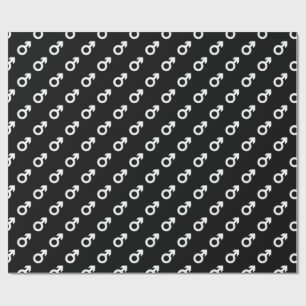 male gender symbol black white wrapping paper