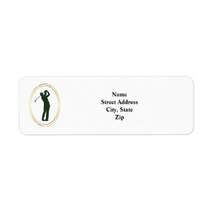 Male Golfer Silhouette Return Address Label