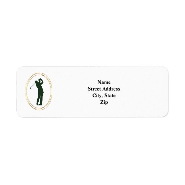 Male Golfer Silhouette Return Address Label (Front)