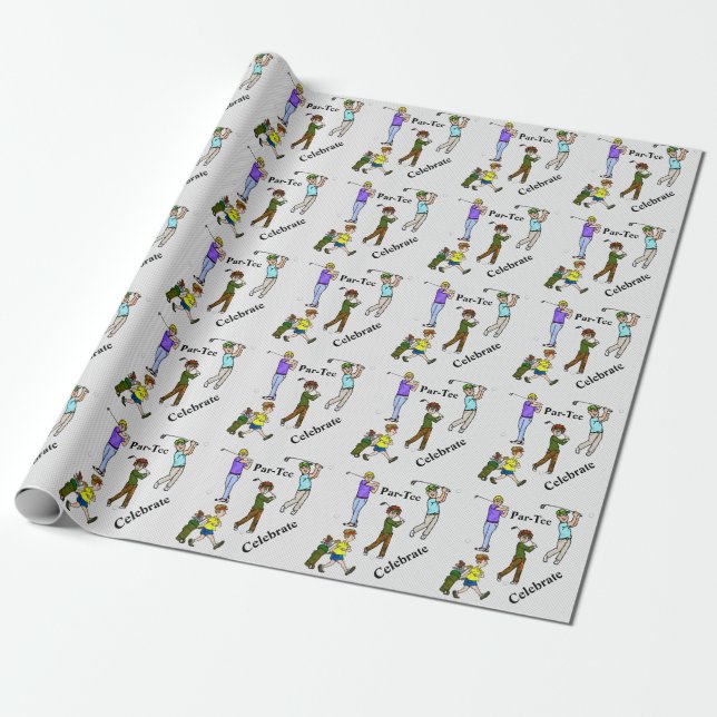 Male Golfers Par-Tee Wrapping Paper (Unrolled)
