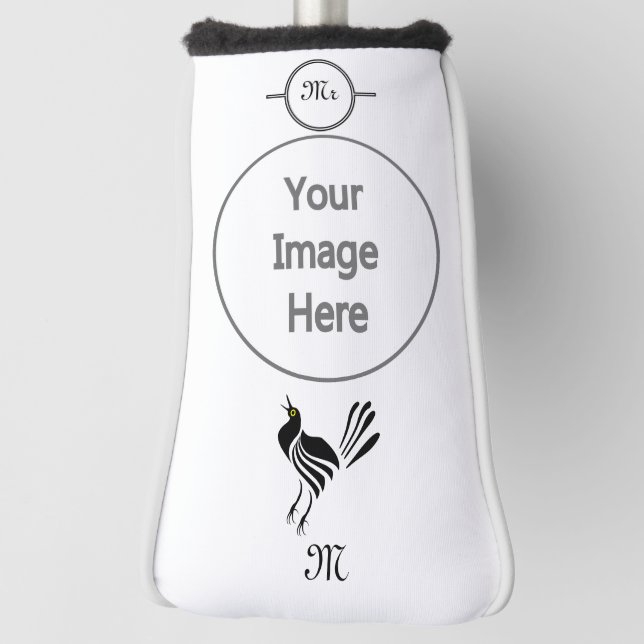 Male Grackle Black Bird Golf Head Cover (Rotate 90)