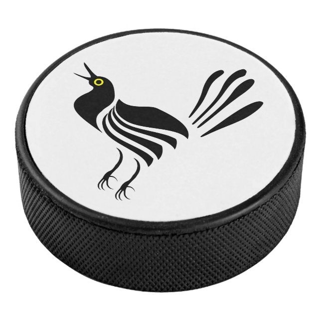 Male Grackle Black Bird Hockey Puck (3/4)