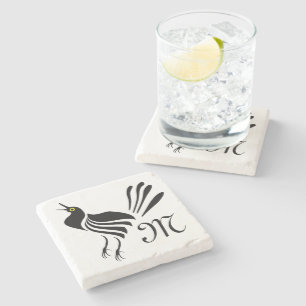Male Grackle Black Bird Stone Coaster