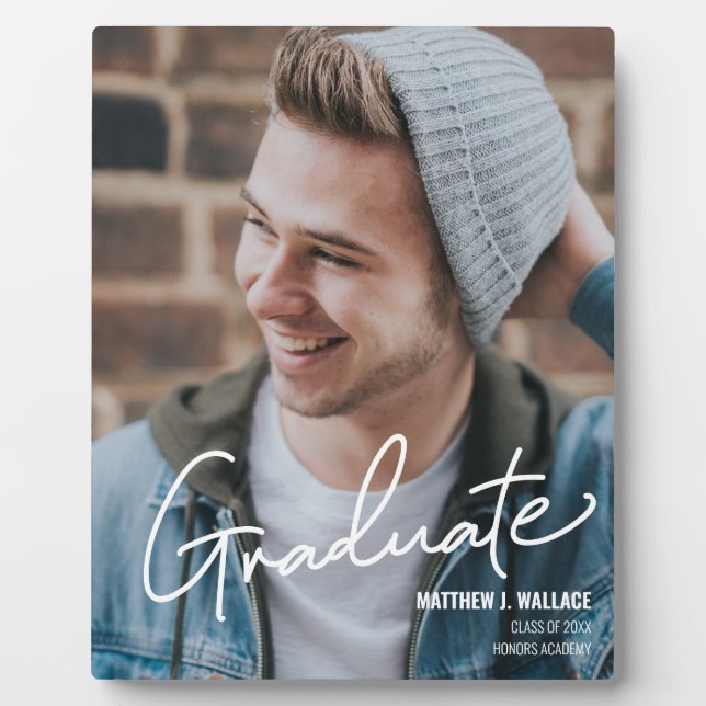 Male Graduate Class of 2021 Graduation Photo Plaque (Front)